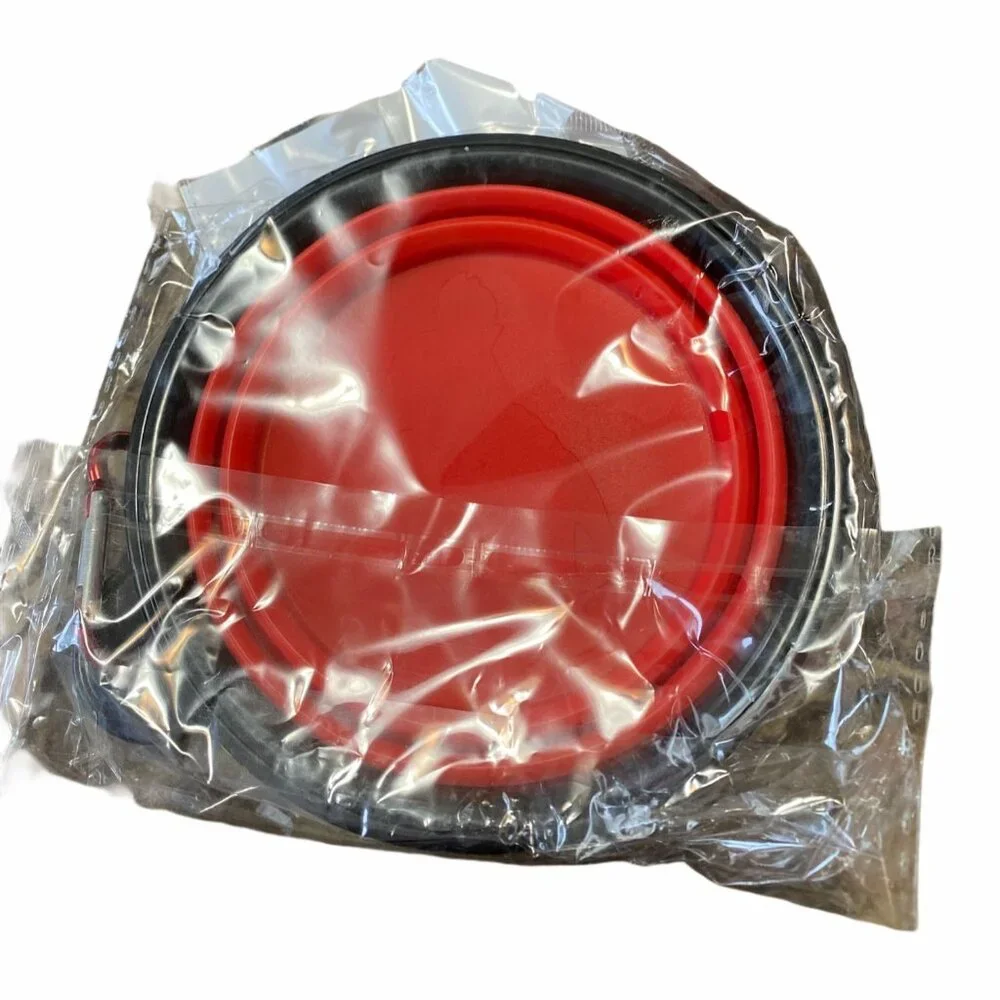 Collapsible Silicone Pet Travel‎ Bowl Red Portable Lightweight Feeding Dish
